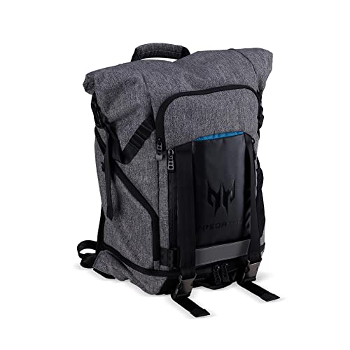 Predator Gaming Rolltop Laptop Rucksack 15,6 zoll - Laptoptasche 15.6 zoll, Zusatzfächer, wasserdicht, 35,5 Liter Fassungsvermögen, das ganze Equipment in einer Tasche, grau von Acer