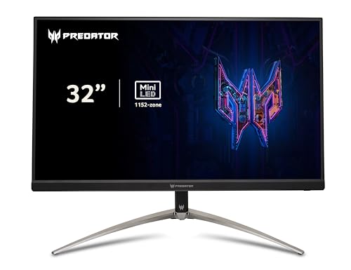 Predator X32QFS Gaming Monitor 31,5 Zoll (80 cm Bildschirm) 4K (UHD), IPS, 150Hz, 1ms/0.5ms(GTG,Min.), DP 1.4, 2xHDMI 2.1, Type-C 65W, USB HUB, höhenverstellbar, FreeSync Premium Pro von Acer