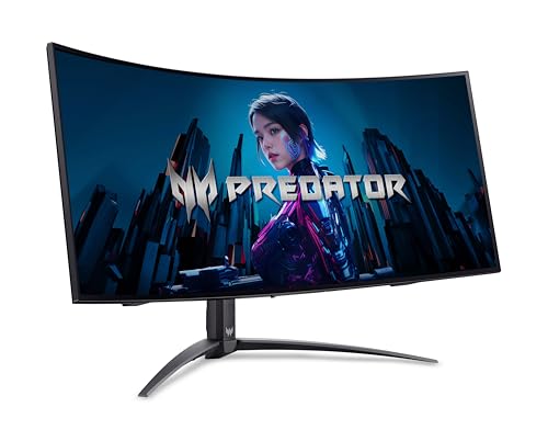 Predator X34X Gaming Monitor 34 Zoll (86 cm Bildschirm) UWQHD, OLED, 240Hz, 0.01ms(PRT)/0.03ms(GTG), DP 1.4, 2xHDMI 2.1, Type-C 90W, USB HUB, Curved, höhenverstellbar, FreeSync Premium Pro von Acer