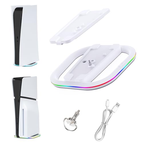 Aceshop Vertikale Ständer für PS5/PS5 Slim Disc & Digital, 7 RGB-Modus Standfuß Halterung für PS5/PS5 Slim, Stabile Halterung für PS5/PS5 Slim, PS5/PS5 Slim Display Ständer mit Schraube & USB C Kabel Aceshop Vertikale Ständer für PS5/PS5 Slim Disc & Digital, 7 RGB-Modus Standfuß Halterung für PS5/PS5 Slim, Stabile Halterung für PS5/PS5 Slim, PS5/PS5 Slim Display Ständer mit Schraube & USB C Kabel von Aceshop