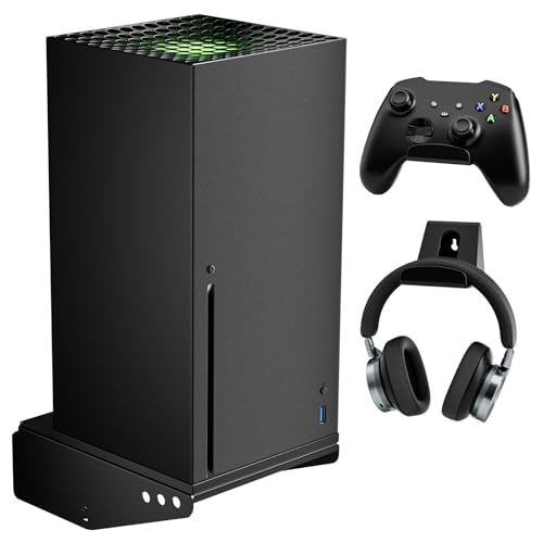 Aceshop Wandhalterung für box Series X, 4-in-1 Wandhalterung Kit für box Series Xmit Abnehmbarem Controller und Kopfhörerhaltern Drehbare Wandhalterung für Xbox Series X für Belüftung Platzersparnis von Aceshop