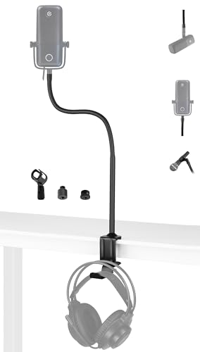 Wave 3 Mikrofonarmständer, 61 cm Klemmhalterung, Schwenkhalterung mit Kopfhörerhaken, kompatibel mit Elgato Wave 3, DX USB-Mikrofonen – Mikrofonständer mit 1/4 Gewinde, Clip und 3/8, 5/8 Adapter von Acetaken