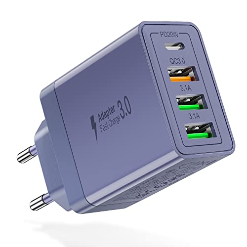 35W USB C Ladegerät,Acezeek Schnellladegerät,4-Port USB C Netzteil(PD20W/QC3.0/3.1A*2) Kompatibel mit iPhone,LG Series,Huawei,BlackBerry,Samsung Galaxy S20 S20+ usw. von Acezeek