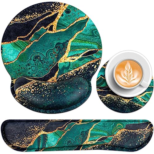 Acezeek 3-in-1 Mousepad Set,Mauspad mit Gelkissen+Handballenauflage Tastatur+Untersetzer,Mauspad XXL mit Rutschfester,Ergonomisches Mousepad,Schmerzlinderung Maus Pad für Spiele,Zuhause,Büro Acezeek 3-in-1 Mousepad Set,Mauspad mit Gelkissen+Handballenauflage Tastatur+Untersetzer,Mauspad XXL mit Rutschfester,Ergonomisches Mousepad,Schmerzlinderung Maus Pad für Spiele,Zuhause,Büro von Acezeek