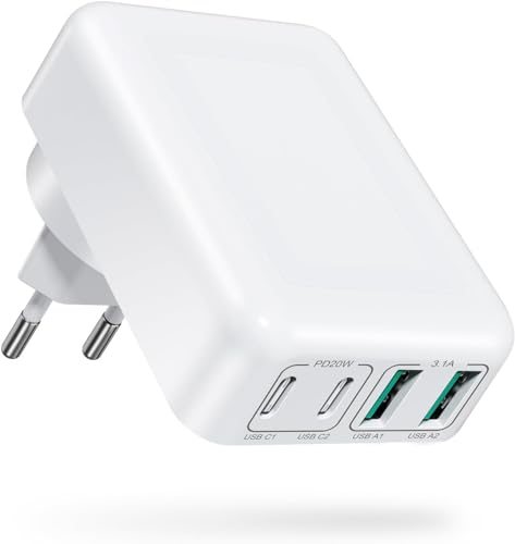 USB C Ladegerät, 4-Ports Mehrfach Ladegerät mit USB-C und USB-A, 40W Schnellladegerät PD 3.0 Power Adapter USB Netzteil für iPhone 15 14 Pro Max 13 12 11 SE 2020 XS XR 8 7, Samsung, Handys von Acezeek