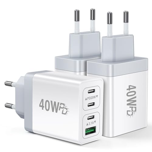 USB C Ladegerät 3er-Pack, 4-Ports Mehrfach Ladegerät mit USB-C und USB-A, 40W Schnellladegerät PD 3.0 Power Adapter USB Netzteil für iPhone 16 15 14 Pro Max 13 12 11 XS XR 8 7, Samsung, Handys Charger USB C Ladegerät 3er-Pack, 4-Ports Mehrfach Ladegerät mit USB-C und USB-A, 40W Schnellladegerät PD 3.0 Power Adapter USB Netzteil für iPhone 16 15 14 Pro Max 13 12 11 XS XR 8 7, Samsung, Handys Charger von Acezeek