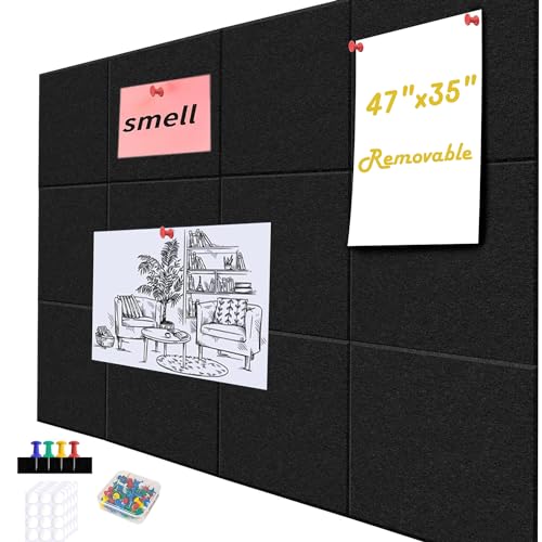 Acidea 12 x große Büro-Korktafeln, alternative Filz-Wandfliesen mit sicheren, abnehmbaren Klebelaschen und 50 Nadeln, Korktafeln für Wände, Büro, Pinnwand, Tackboard, Korktafel, Schwarz, 12 Stück Acidea 12 x große Büro-Korktafeln, alternative Filz-Wandfliesen mit sicheren, abnehmbaren Klebelaschen und 50 Nadeln, Korktafeln für Wände, Büro, Pinnwand, Tackboard, Korktafel, Schwarz, 12 Stück von Acidea