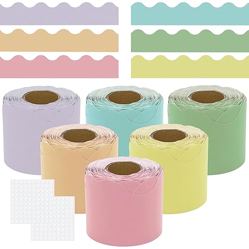 Acidea 60 m bunte Klassenzimmer-Bordüren für Pinnwand, 6 Rollen, pastellfarbene Pinnwand, Bordüre, gewellte Pinnwand, Bordüre für Klassenzimmer, Pinnwand, Dekoration, Makronenfarbe Acidea 60 m bunte Klassenzimmer-Bordüren für Pinnwand, 6 Rollen, pastellfarbene Pinnwand, Bordüre, gewellte Pinnwand, Bordüre für Klassenzimmer, Pinnwand, Dekoration, Makronenfarbe von Acidea