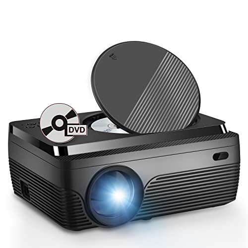 DVD-Projektor, tragbar, eingebauter DVD-Player, HD 1080P, unterstützter Filmprojektor für den Außenbereich, kompatibel mit HDMI, USB, AV, TF, VGA, TV Stick von AcmyslaT