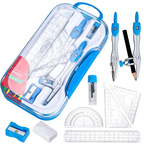 Acooruiteng Geometrie Set 10 Teiliger Geodreieck Set Tragbar Zirkel Set Zirkelset Maths Set mit Zirkel Radiergummi Winkelmesser Geodreieck Lineal Spitzer Bleistift Ersatzminen Blau Acooruiteng Geometrie Set 10 Teiliger Geodreieck Set Tragbar Zirkel Set Zirkelset Maths Set mit Zirkel Radiergummi Winkelmesser Geodreieck Lineal Spitzer Bleistift Ersatzminen Blau von Acooruiteng