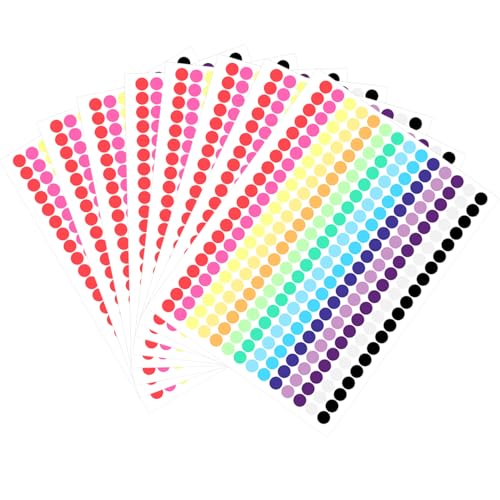 Acooruiteng Klebepunkte Bunt Klebepunkte 13mm Punkte Aufkleber Rund Selbstklebende Markierungspunkte Runde Aufkleber Punkte Punktaufkleber Etiketten Dot Stickers für Büro Zuhause DIY 2240 Stück von Acooruiteng
