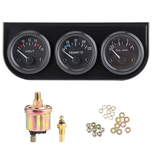 1/8 Zoll NPT 52 Mm/2 Zoll 3-in-1-Auto-Messgerät 8-16 V Voltmeter 40-120 ℃ Wassertemperaturmesser 0-7 Kg Öldruckmesser-Kit Öldruck- und Wassertemperaturanzeige Auto-Voltmeter Auto von Acouto