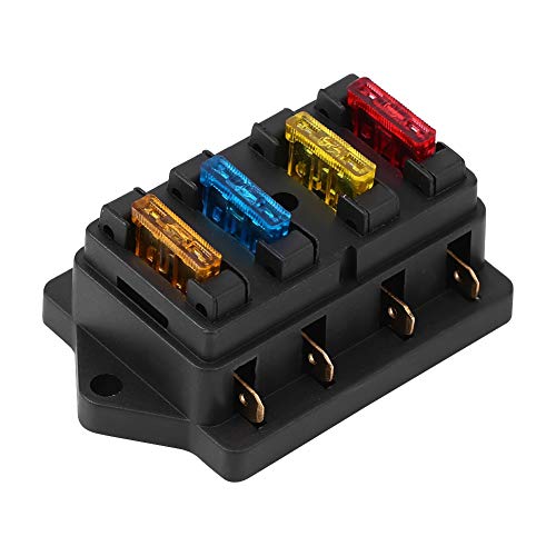 12-24 V Auto 4-Wege-Schaltung Standard Flachsicherungskasten Blockhalter mit 5 A + 10 A + 15 A + 20 A Sicherung 12 V Sicherungskasten, Sicherung von Acouto