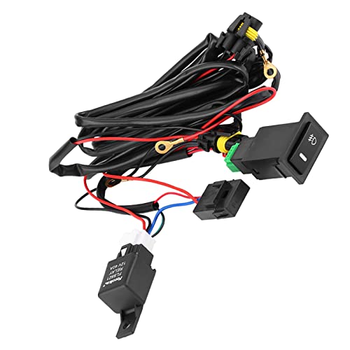 12 V Universal-Auto-LED-Nebelscheinwerfer-Ein/Aus-Schalter, Kabelbaum, Sicherungs-Relais-Set (schwarz). von Acouto