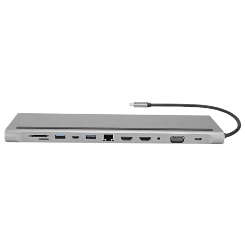 12-in-1-Dockingstation aus Aluminiumlegierung mit VGA-Ausgang und USB-Hub für Praktische Gerätekonnektivität von Acouto