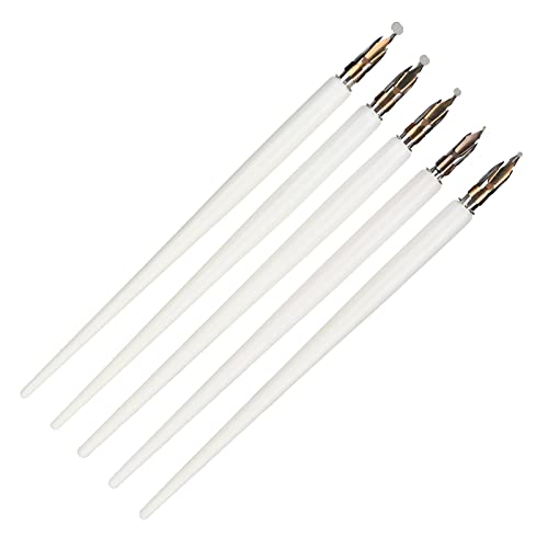 Acouto Holzgriff Dip Stiftkunstmalerei Kalligraphie Brunnen Stift Set Gifttawny Dicke Holzgriff Dip Penwooden PenFountain Pencalligig Holzmaterial und Co (Weißer schlanker Pol) von Acouto