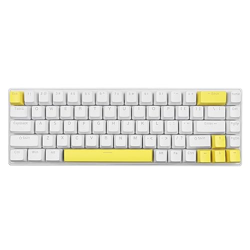 Acouto Mechanische Plug-and-Play-Tastatur mit 68 Tasten, RGB-Hintergrundbeleuchtung und Blauem Schalter für auf Dem PC (Weiß und Gelb) von Acouto