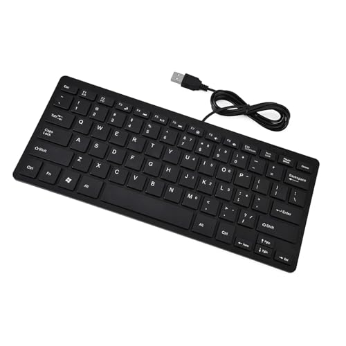 Acouto Teclado Ordenador 78 Tasten, Ultradünne USB-Tastatur mit Kabel für Desktop-Computer, Laptop, Pc, Kunststoff, Tastiera Pc Con Filo (Black) von Acouto