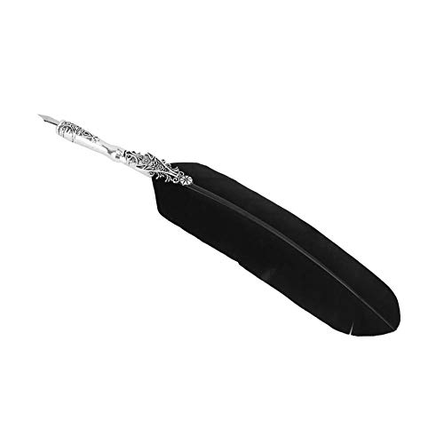 Acouto Vintage Classical Fountain Stift Schild Stift Kalligraphie Feather Feder Dip Schreiben Tinte Federstift Quill Pe (BLACK) von Acouto