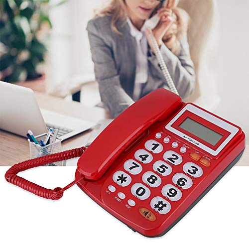 Desktop Corded Festnetzhelefon mit Caller -ID -Anzeige mit Lautsprecherhörer für Rotes Kordelefon SP (Rot) von Acouto