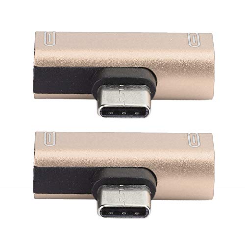 Home o Zubehör, 2 STüCKE TypeC Konverter Splitter Dual 2 In 1 zu Kopfhörer USB o Ladegeröt Adapter Schwarz (Gold) von Acouto