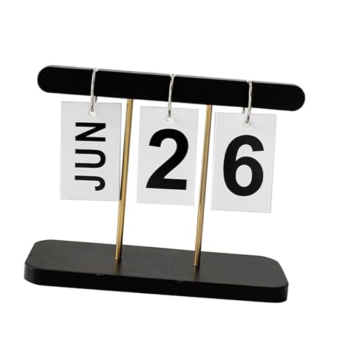 Standing Flip Desk -Kalender Moderner Wiederverwendbarer Täglicher Flip -Kalender Holzdesktop für Büro Haushalt Weiße EN Design Einfach und Desk (BLACK) von Acouto