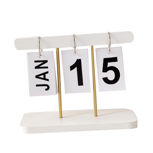 Standing Flip Desk -Kalender Moderner Wiederverwendbarer Täglicher Flip -Kalender Holzdesktop für Büro Haushalt Weiße EN Design Einfach und Desk (WHITE) von Acouto