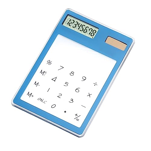 Transparenter Taschenrechner, LCD -Display -Taschenrechner, Stilvoller Touchscreen Transparenter mit Tragbarem und Leichtem Design, Solarantrieb für Office School Home (Blue) von Acouto