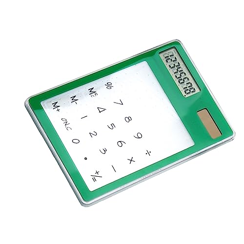 Transparenter Taschenrechner, LCD -Display -Taschenrechner, Stilvoller Touchscreen Transparenter mit Tragbarem und Leichtem Design, Solarantrieb für Office School Home (Green) von Acouto