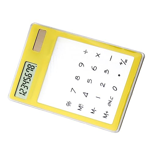 Transparenter Taschenrechner, LCD -Display -Taschenrechner, Stilvoller Touchscreen Transparenter mit Tragbarem und Leichtem Design, Solarantrieb für Office School Home (Yellow) von Acouto
