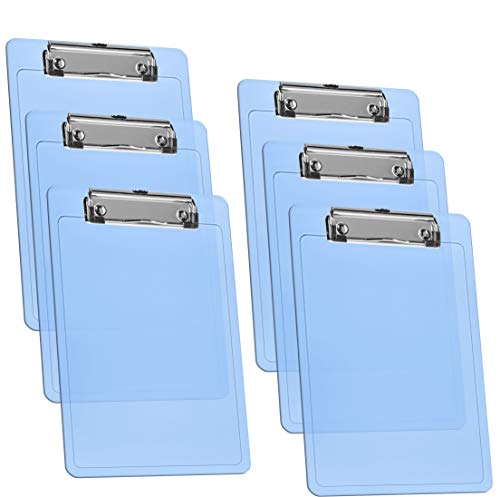 Acrimet Klemmbrett Memo (23.5 cm x 16 cm) Flacher Metallklammer (Plastik) (Blau Transparent Farbe) (6er-Pack) von Acrimet