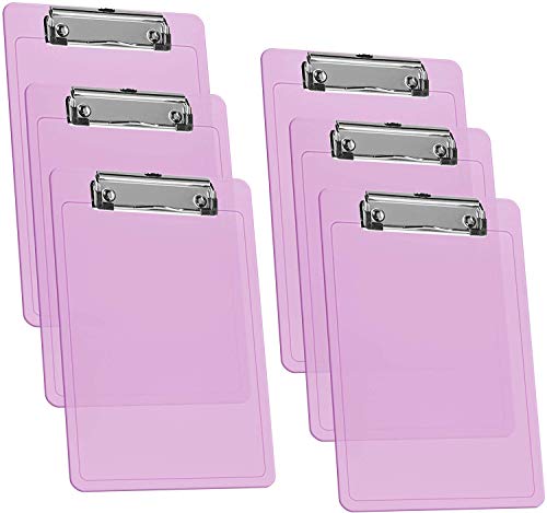 Acrimet Klemmbrett Memo (23.5 cm x 16 cm) Flacher Metallklammer (Plastik) (Rosa Transparent Farbe) (6er-Pack) von Acrimet