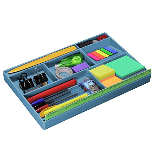 Acrimet Schublade Ordnungssystem mit 8 Fächern für Schreibtischutensilien Büro und Zubehör (Kunststoff) (Blau) von Acrimet
