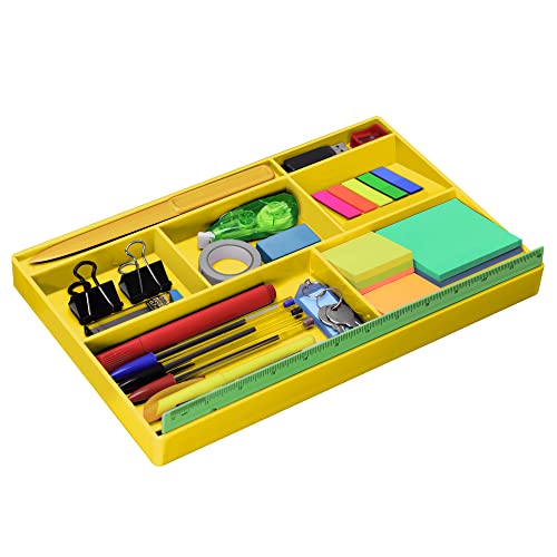 Acrimet Schublade Ordnungssystem mit 8 Fächern für Schreibtischutensilien Büro und Zubehör (Kunststoff) (Gelb) von Acrimet