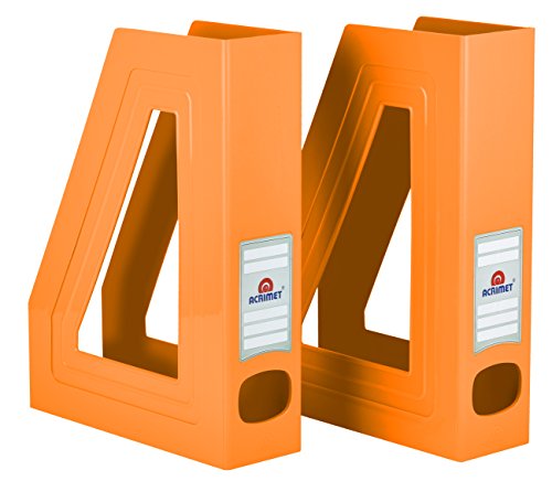 Acrimet Stehsammler Zeitschriftensammler Organizer (Kunststoff) (Orange Citrus Farbe) (2 Stück) von Acrimet
