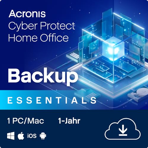 Acronis Cyber Protect Home Office 2023 | Essentials | 1 PC/Mac | 1 Jahr | Windows/Mac/Android/iOS | nur Backup | Aktivierungscode per Email von Acronis