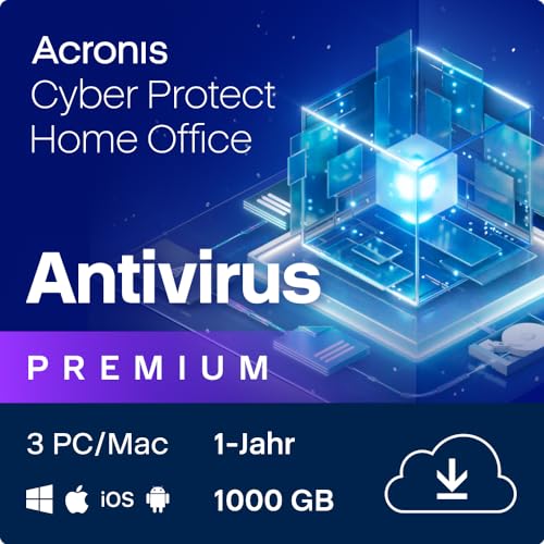 Acronis Cyber Protect Home Office 2023 | Premium | 1 TB Cloud-Speicher | 3 PC/Mac | 1 Jahr | Windows/Mac/Android/iOS | Internet Security inkl. Backup | Aktivierungscode per Email von Acronis