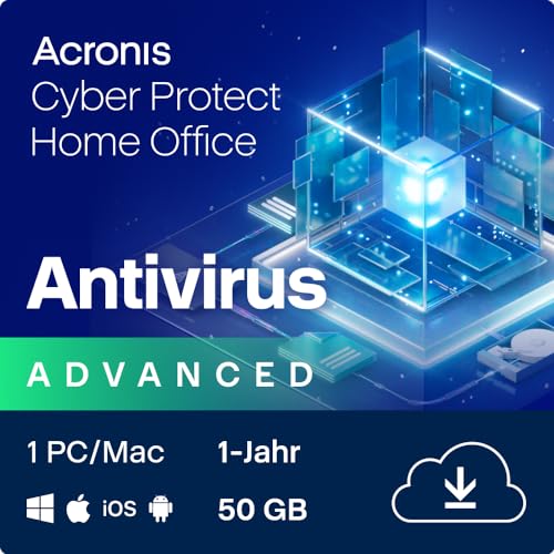 Acronis Cyber Protect Home Office 2023 | Security | 50 GB Cloud-Speicher | 1 PC/Mac | 1 Jahr | Windows/Mac/Android/iOS | Internet Security inkl. Backup | Aktivierungscode per Email von Acronis