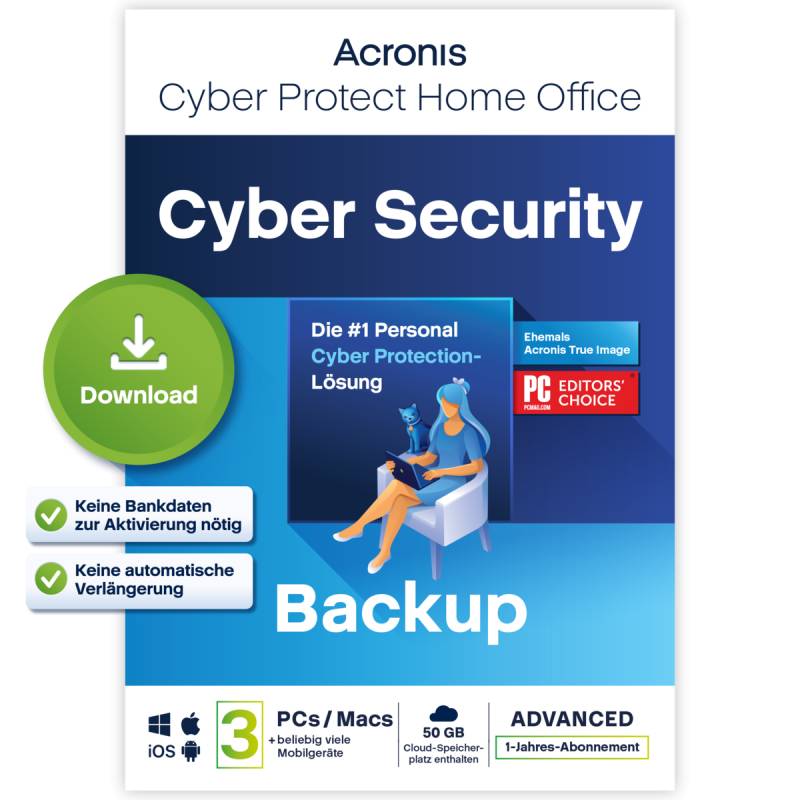 Acronis Cyber Protect Home Office Advanced [3 Geräte - 1 Jahr] + 50 GB Cloud Storage von Acronis