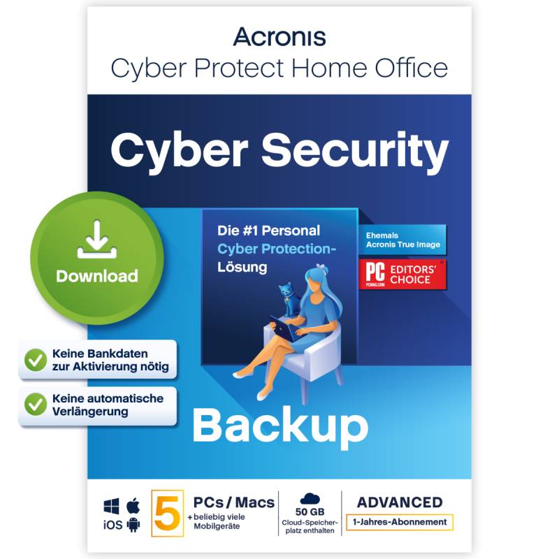 Acronis Cyber Protect Home Office Advanced [5 Geräte - 1 Jahr] + 50 GB Cloud Storage von Acronis