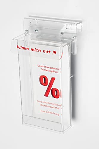 Flyerbox DIN LANG und 1/3A4 mit Schriftzug " NIMM MICH MIT!!! " Prospektbox Flyerbox DIN LANG und 1/3A4 mit Schriftzug " NIMM MICH MIT!!! " Prospektbox von Acrylglastechnik Danier