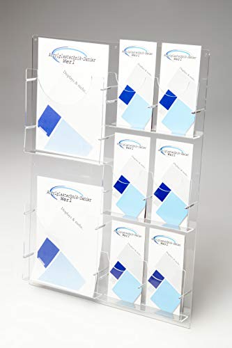 Prospektwandhalter 2 x DIN A4 und 6 x DIN LANG,Prospekt Wandhalter,Flyerhalter von Acrylglastechnik Danier