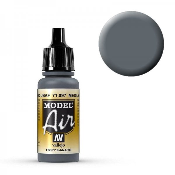 Model Air - Medium Gunship Gray - Grundierung Grau (Grey Primer) - 17 ml von Acrylicos Vallejo