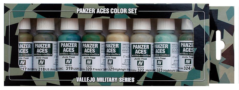 Panzer Aces Set No3 (8 Farben) (Bristish, U.S., French) von Acrylicos Vallejo