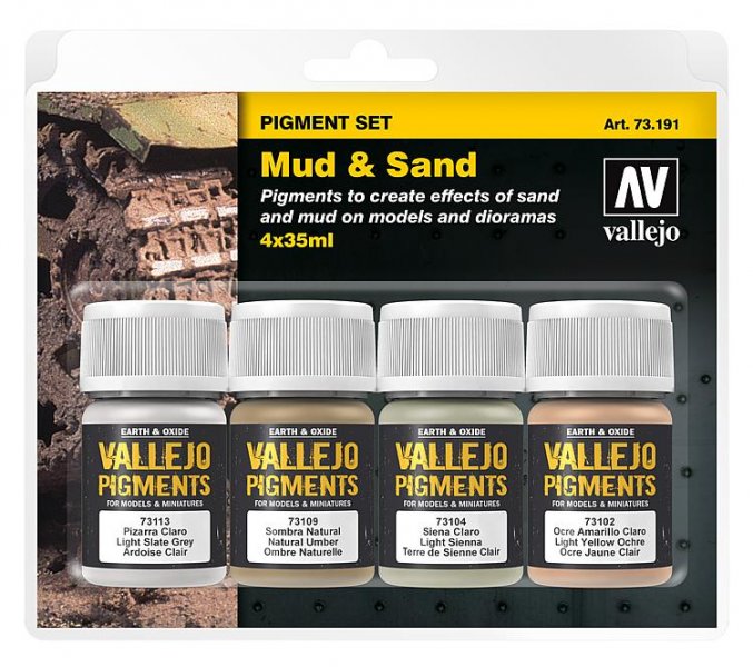 Pigment-Set Schlamm und Sand von Acrylicos Vallejo
