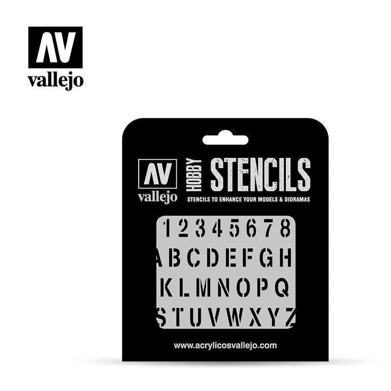 Schablone, Stempelschrift Schablone, Stempelschrift von Acrylicos Vallejo