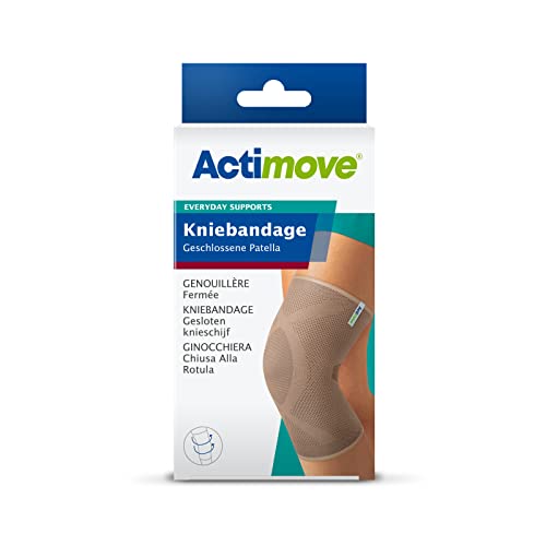Actimove EVERYDAY SUPPORTS Kniebandage mit geschlossener Patella - feste Kompression, robust - Helix Design - bei Überlastung und chronischen Knieschmerzen - Beige, Large von Actimove