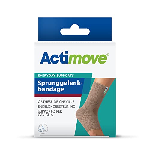 Actimove EVERYDAY SUPPORTS Sprunggelenkbandage - Slim Fit - bei degenerativen Erkrankungen und Überlastung - feste Kompression - für Knöchel - Beige, Large von Actimove