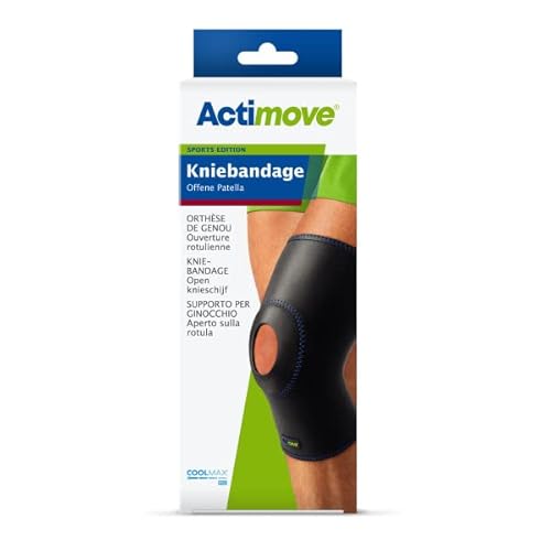 Actimove SPORTS EDITION Kniebandage mit offener Patella - feste Kompression - für den Sport - Schwarz, Extra Large von Actimove