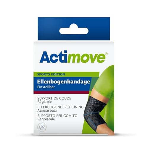 Actimove SPORTS EDITION einstellbare Ellenbogenbandage - mit Kompression - für den Sport - für Ellbogen - Schwarz, Universalgröße von Actimove